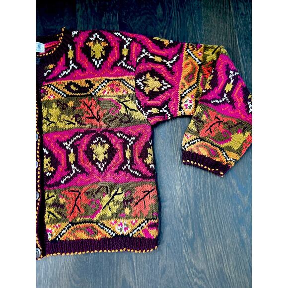 Michelle Stuart Studio VTG Cardigan Sweater Fall‎ Boho Retro Granmacore ~ M - Picture 3 of 4